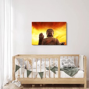 Tablou - Buddha cu fundal roșu și galben (90x60 cm)