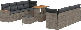 vidaXL Set de canapele pentru grădină 11 pcs Gri poliratan
