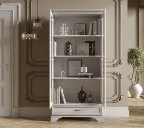 Vitrina Idento, 2 Usi 1 Sertar, H 210 CM, MDF Alb Alpin