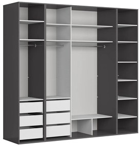 Dulap de haine Flex 138 (grafit + negru lucios) (cu oglindă). 1098237