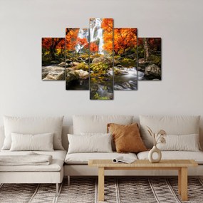 Tablou - Cascade în pădurea portocalie (150x105 cm)