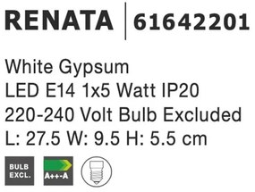 Aplica de perete cu iluminat ambiental gips alb RENATA