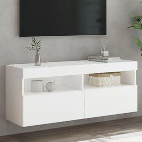 837211 vidaXL Comodă TV de perete cu lumini LED, alb, 100x30x40 cm