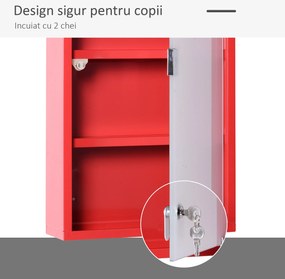 HOMCOM Dulap Prim Ajutor Montabil Perete, Cutie Medicamente, 60x30x12 cm, Roșu | Aosom Romania