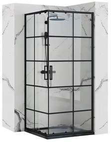 Cabina de dus patrata Rea Concept cu usi glisante 80x80 negru mat