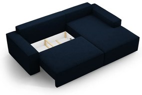 Colțar albastru închis extensibil cu tapițerie din țesătură bouclé (cu colț pe partea dreaptă) Jodie – Micadoni Home