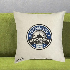 Perna Personalizata Academica Clinceni Fotbal Club, 40x40 cm, Ecru, Husa Detasabila, Perna Inclusa, BEKZ®