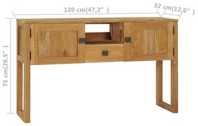 Masa consola, 120 x 32 x 75 cm, lemn masiv de tec