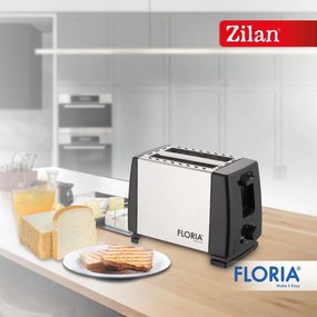 Prajitor de paine Floria ZLN1840 Negru Inox, 700W, 7 nivele de control al temperaturii, buton de oprire