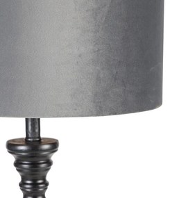 Lampa de podea clasica neagra cu abajur gri 40 cm - Classico