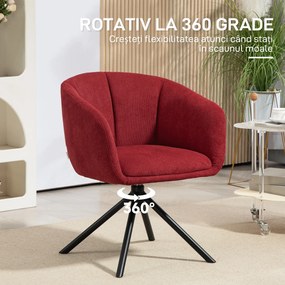 HOMCOM Fotoliu Pivotant la 360°, Fotoliu din Material Textil pentru Living și Birou, 58,5x59x78,5 cm, Roșu | Aosom Romania