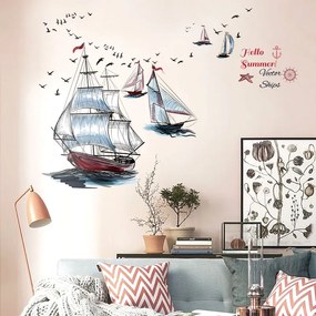 PIPPER | Autocolant de perete "Barcă cu pânze" 98x87 cm
