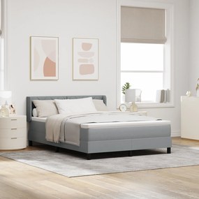 vidaXL Pat Box Spring cu saltea gri deschis, 140 x 200 cm, textile