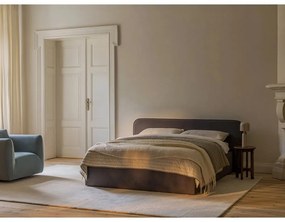 Pat matrimonial negru tapițat cu spațiu de depozitare cu somieră 200x200 cm Elizabeth – Micadoni