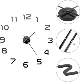 vidaXL Ceas de perete 3D, negru, 100 cm, XXL, design modern