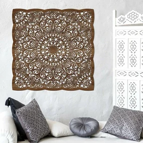 DUBLEZ | Decorațiune perete lemn sculptată – Pătrat