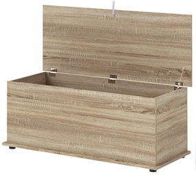 HOMCOM Cutie de depozitare, banc de depozitare cu capac rabatabil și balamale de siguranță, 100 x 40 x 40 cm, natural | Aosom Romania