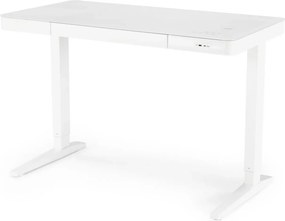 Birou B52, alb, sticla/metal, 120x60x77/120 cm