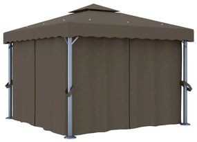 Pavilion cu perdea  sir de lumini LED, gri taupe, 3x3 m Gri taupe, 3 x 3 m