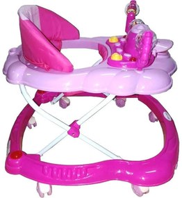 Premergator Reglabil in 3 Trepte Baby Care™ , Ratusca, Pliabil, 8 Roti,Cu Melodii, Roz