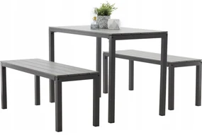 Set de mobilier de grădină Garden gri, 3 piese