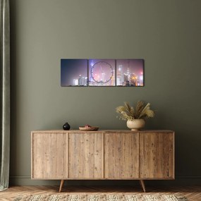 Tabloul Shangai nocturn (cu ceas) (90x30 cm)