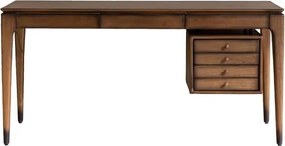 Birou din lemn masiv, cu 3 sertare și picioare conice, maro antichizat, finisaj satinat, 148.5×54.5×71.5 cm, „Adolfo"