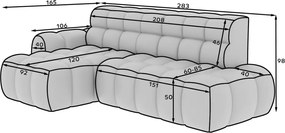 Colțar gri extensibil (cu colț pe partea dreaptă/cu șezlong) Ceedro – ELTAP