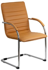 Scaun de așteptare bej OFF 835 din piele ecologică și cadru metalic rezistent