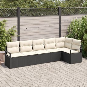 Set de canapea de grădină vidaXL 6 piese cu perne Negru Ratan