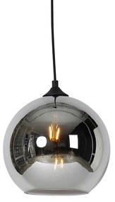 Lampă de suspendare inteligentă neagră cu sticlă fumurie inclusiv WiFi A60 - Wallace