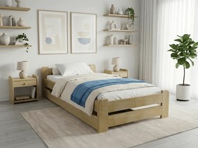 Pat de o persoana Emily 80x200 cm, pin Saltele: Fara saltea, Somiera pat: Cu lamele curbate