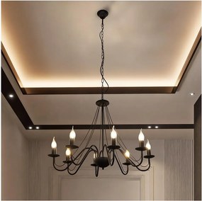 Lustră suspendată pe lanț MALBO, 8xE14/10W/230V, neagră