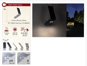Paulmann 94261 - LED 1,2W IP44 Lampa solară de perete cu senzor ILIAS 3,7V