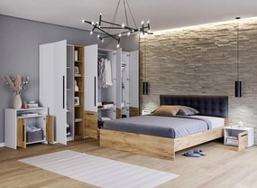 Set Mobilier Dormitor Complet Timber - Tapiterie Neagra -Configuratia 10