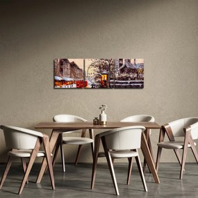 Tablou - Pictură oraș iarna (cu ceas) (90x30 cm)