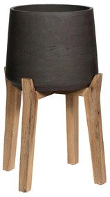 Ghiveci de flori Patt pe picioare înalte, culoare - negru antic, mai multe dimensiuni - PotteryPots mărimea: XXL - v. 27,3 cm, ⌀ 28,6 cm / v. 65 cm, ⌀ 43.5 cm
