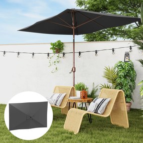 Outsunny Copertină de Rezervă pentru Umbrelă cu Ventilație în Partea Superioară, 300x200 cm, Gri Cărbune | Aosom Romania