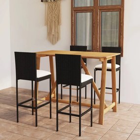 3067958 vidaXL Set mobilier bar de grădină cu perne, 5 piese, negru