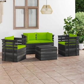 Set mobilier gradina paleti cu perne 5 piese lemn masiv pin verde aprins, 5