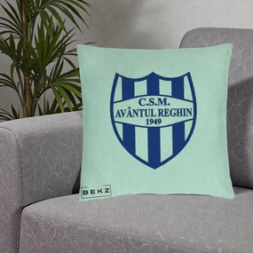 Perna Personalizata CSM Avantul Reghin 1949, 40x40 cm, Verde Menta, Husa Detasabila, Perna Inclusa, BEKZ®