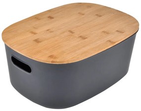 Cutie de depozitare gri antracit din plastic cu capac 24x18x12,5 cm – Homéa