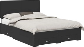 vidaXL Cadru de pat cu headboard Negru 140 x 190 cm Lemn compozit