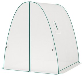 Outsunny Seră de grădină 1,8 x 1,8 x 2 m cu uși rulante și ferestre mari, seră tunel de grădină, alb | Aosom Romania