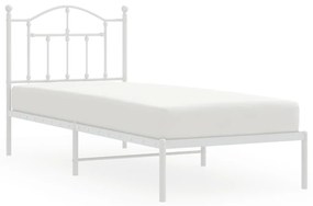 353480 vidaXL Cadru de pat metalic cu tăblie, alb, 90x190 cm