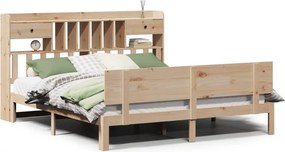 vidaXL Pat cu bibliotecă fără saltea, 180x200 cm, lemn masiv de pin