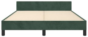 Cadru de pat cu tablie, verde inchis, 140x190 cm, catifea Verde inchis, 140 x 190 cm, Culoare unica si cuie de tapiterie