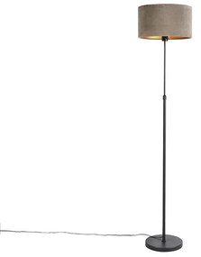 Lampă de podea neagră cu abajur din catifea taupe cu auriu 35 cm - Parte