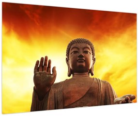 Tablou - Buddha cu fundal roșu și galben (90x60 cm)