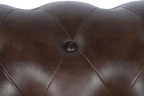Canapea vintage 2 locuri din piele naturală maro închis, „Chesterfield"